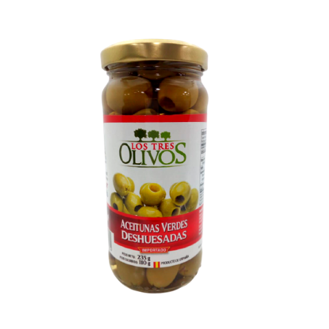 ACEITUNAS VERDES DESHUESADAS LOS TRES OLIVOS X 235 GRS
