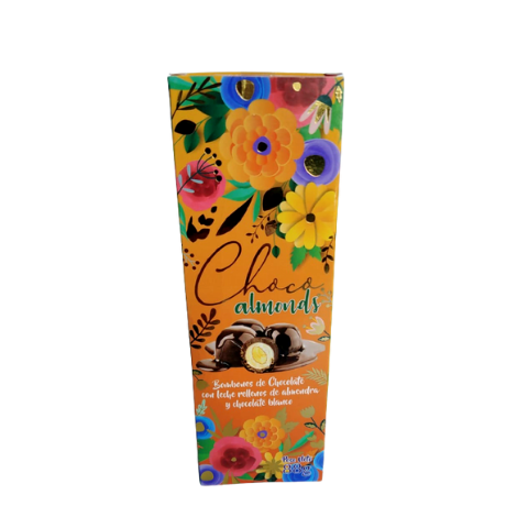 ESTUCHE FLORAL BLUE, CHOCOLATE RELLENO CON ALMENDRA Y CHOCOLATE BLANCO  88 GRS
