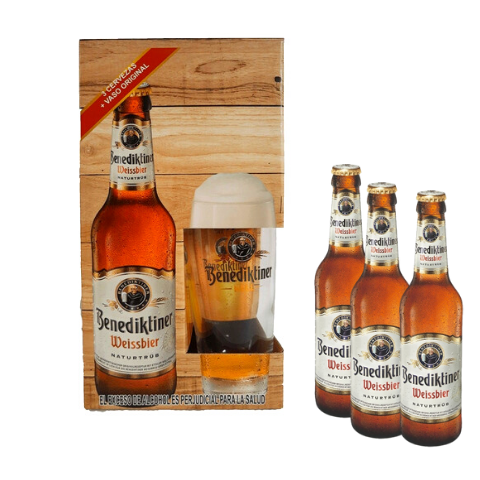 CERVEZA  BENEDIKTINER X 3 UND 330 ML C/U + COPA