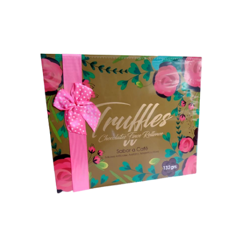 TRUFAS, CHOCOLATE RELLENO CON SABOR A CAFÉ  132 GRS