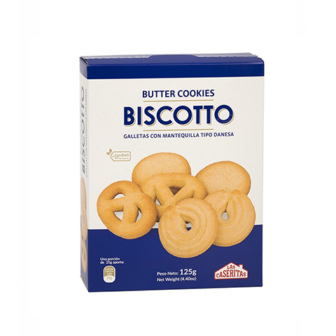 LAS CASERITAS BUTTER COOKIES CON MANTEQUILLA TIPO DANESA 125GR
