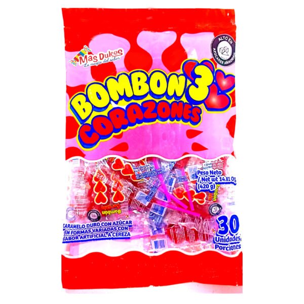 BOMBON 3 CORAZONES X30 UND
