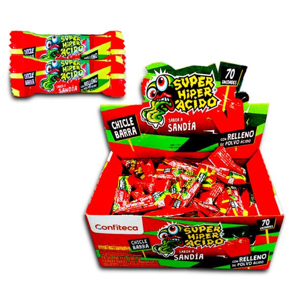 SUPER HIPER ACIDO MINI BARRA RELLENA SANDIA X70 UND