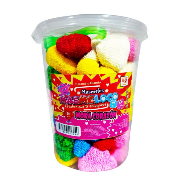 MASMELO TARRO MORA CORAZON COLORES X 60 UND
