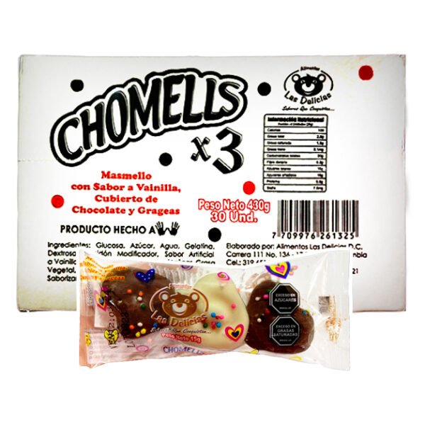 CHOMELO CHOMELLS CHOCOLATE Y VAINILLA TRIPACK X 30UND