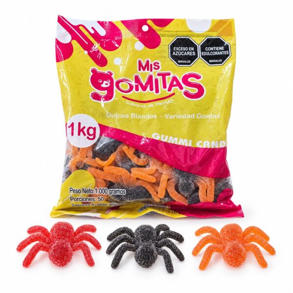 GOMITAS EN FORMAS DE TARANTULAS GIGANTES X 1000 GR /32 UNI APROX